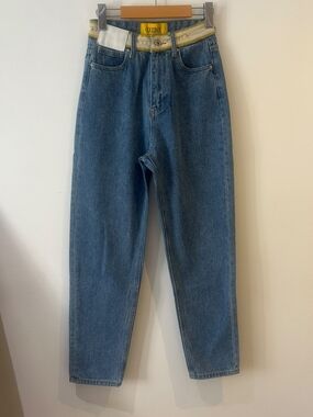 XOXOGOODBOY Korean Streetwear Branded Mom Jeans K-Pop Style Seoul Fashion S